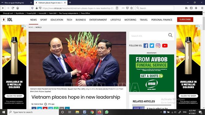 南非《比勒陀利亚新闻报》：越南人对新领导班子寄予厚望