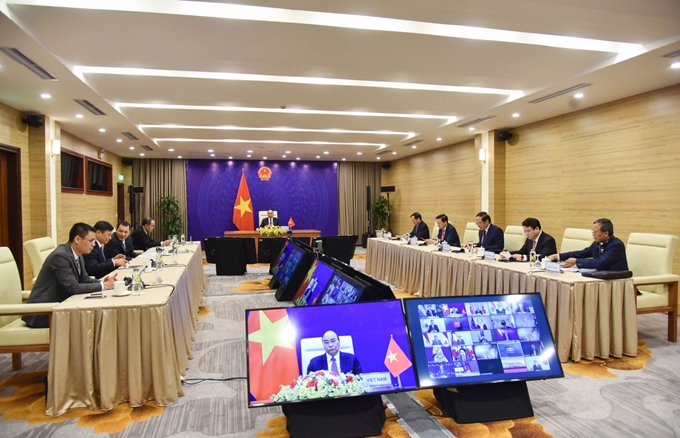 越南国家主席阮春福以视频方式出席领导人气候峰会开幕式