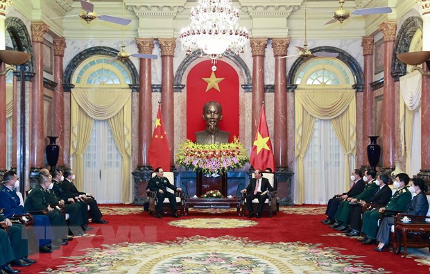 越南国家主席阮春福会见中国国防部部长魏凤和