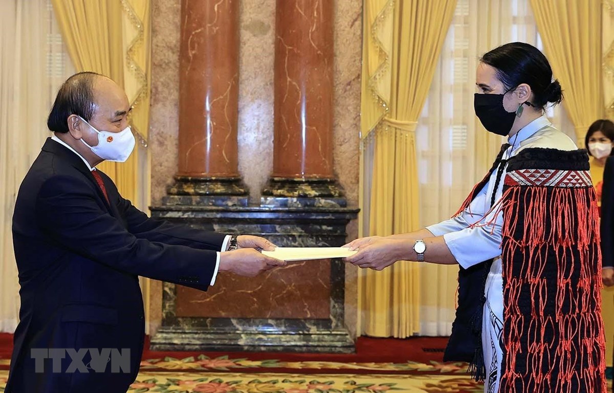 ​越南国家主席阮春福会见前来递交国书的各国驻越大使