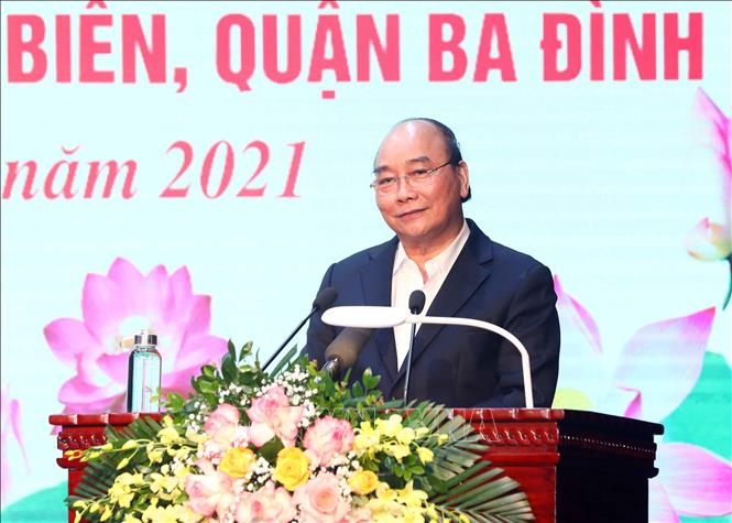 阮春福主席出席河内市奠边坊民族大团结日活动