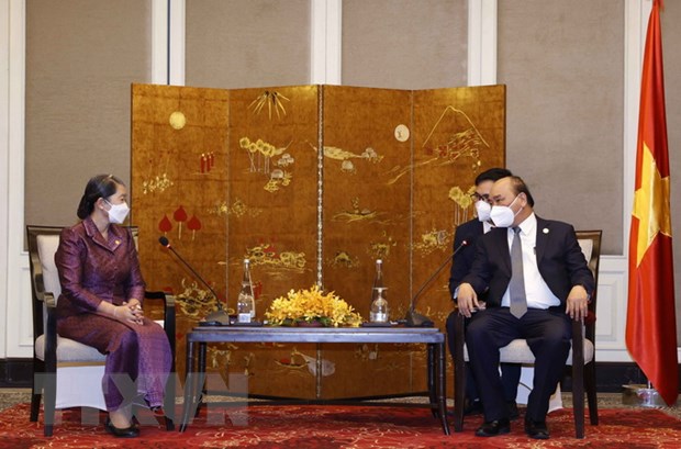 越南国家主席阮春福会见柬埔寨副首相梅森安