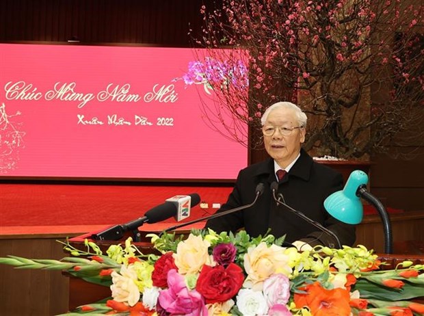 越共中央总书记阮富仲给河内市委、市政府和首都人民拜年