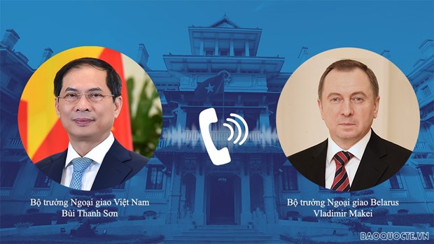 越南外交部长裴青山与白俄罗斯外交部长马克伊通电话