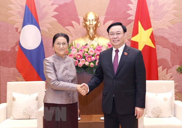 越南国会主席王廷惠会见老挝国家副主席巴妮•雅陶都
