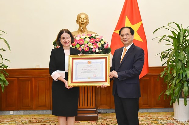越南外长裴青山向澳大利亚驻越南大使授予友谊勋章