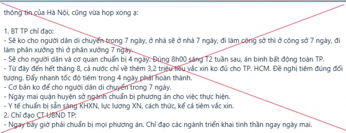 Hà Nội bác bỏ thông tin “Không cho người dân di chuyển trong 7 ngày”