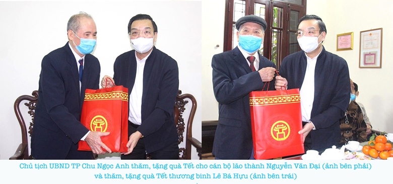 Chủ tịch TP Hà Nội thăm, tặng quà Tết cho cán bộ lão thành tại quận Ba Đình