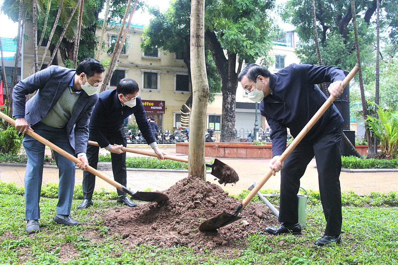 Lãnh đạo TP Hà Nội dự Tết trông cây và kiểm tra công tác đón học sinh trở lại trường