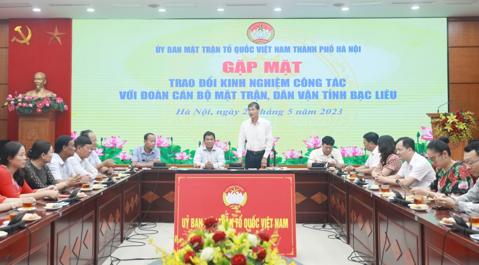 Thành phố Hà Nội và tỉnh Bạc Liêu trao đổi kinh nghiệm công tác Mặt trận