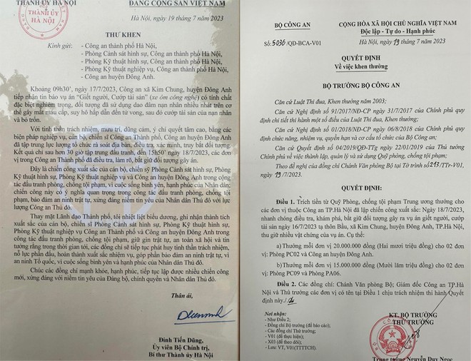 Bí thư Hà Nội, lãnh đạo Bộ Công an gửi thư khen lực lượng truy bắt nghi phạm sát hại lái xe ôm công nghệ