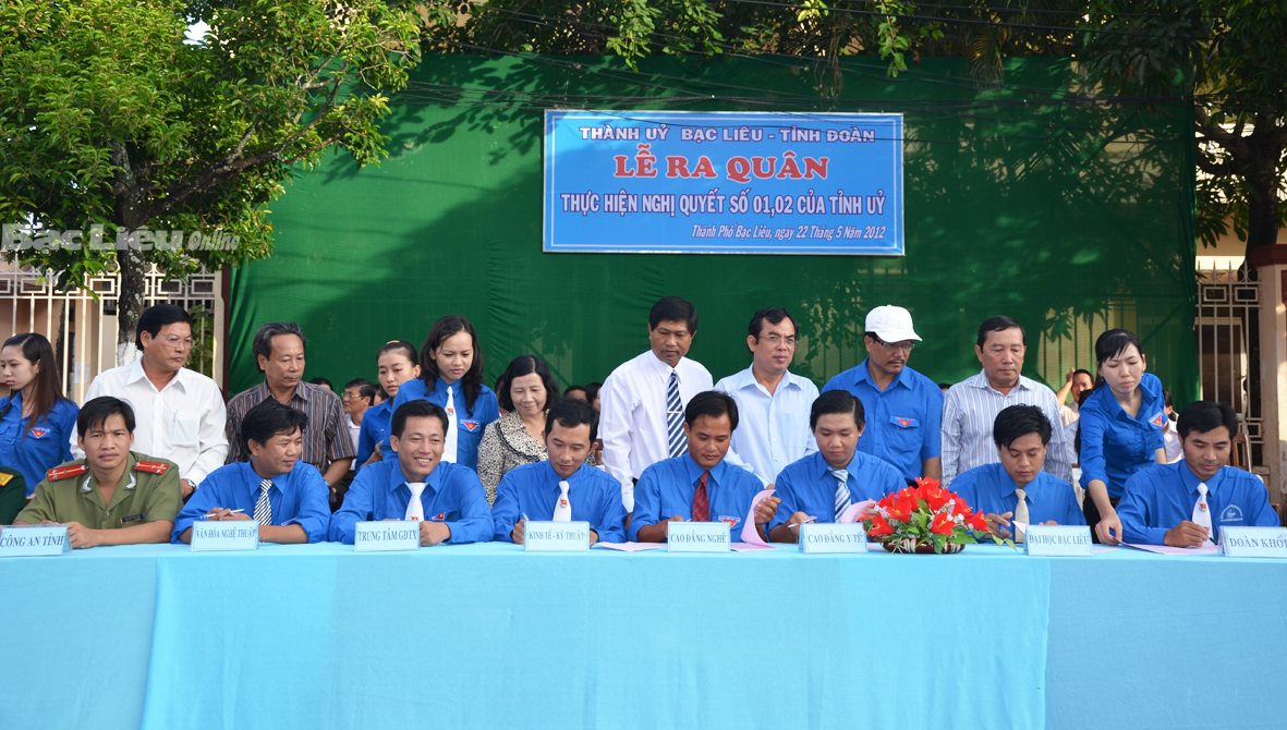 Bạc Liêu Trên 3 000 Đoàn viên - Thanh niên ra quân thực hiện Nghị quyết 01, 02 của Tỉnh ủy