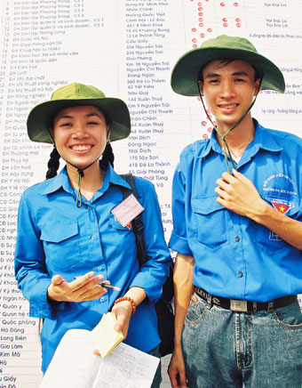 Blue colour of volunteers