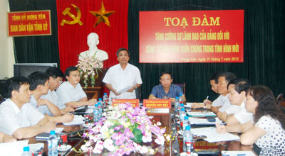 Hưng Yên Tọa đàm “Tăng cường sự lãnh đạo của Đảng đối với công tác vận động quần chúng trong tình hình mới”