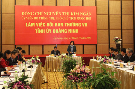 Phó Chủ tịch Quốc hội Nguyễn Thị Kim Ngân làm việc với tỉnh Quảng Ninh