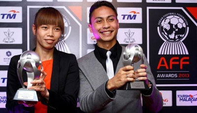 东盟足球联合会Gala晚会表彰门将娇贞