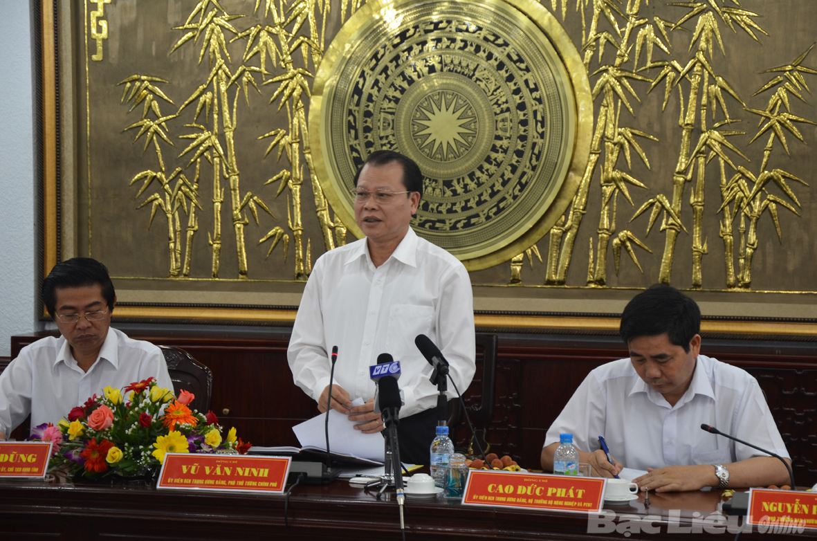 Phó Thủ tướng Vũ Văn Ninh đến thăm và làm việc với tỉnh Bạc Liêu