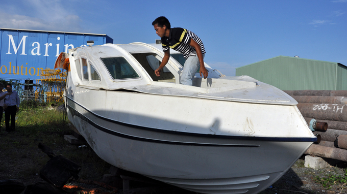Close-up of shipwreck in Can Gio District