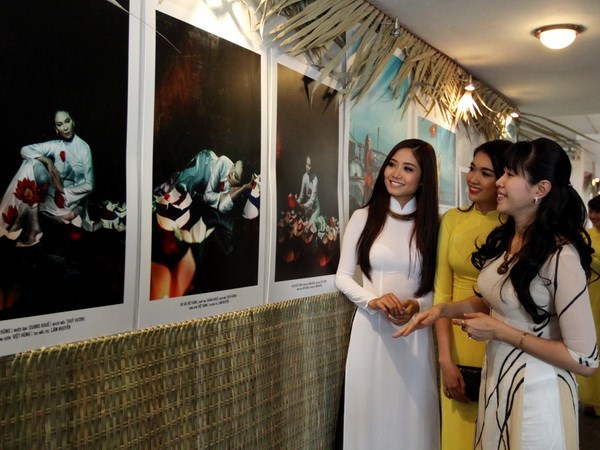 Vietnamese beauty at a photo exhibition on Ao dai