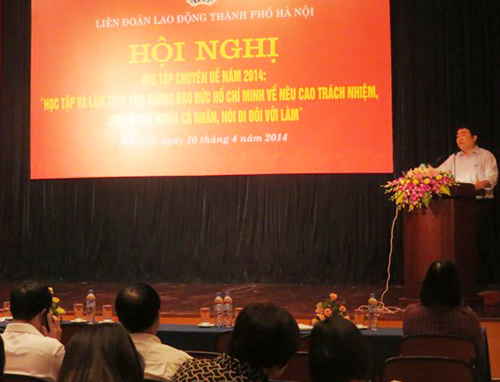 Liên đoàn Lao động Hà Nội Giới thiệu chuyên đề năm 2014 về học tập và làm theo gương Bác