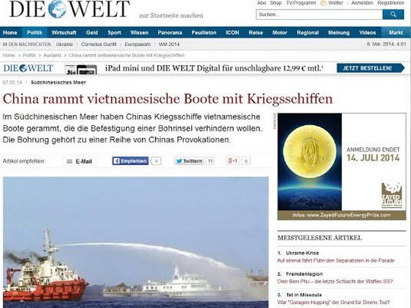 Réaction du monde sur les actes de la Chine en Mer Orientale