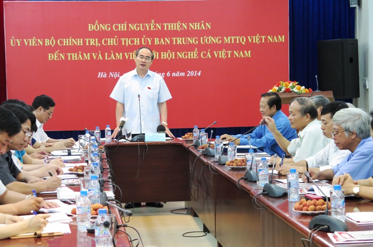 Chủ tịch MTTQ Việt Nam Nguyễn Thiện Nhân làm việc với Hội Nghề cá Việt Nam