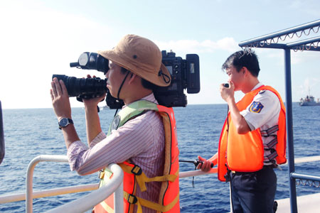 Les journalistes à Hoang Sa