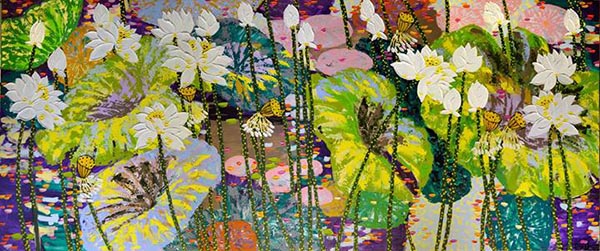 Lotus oil paintings to be displayed in Hanoi