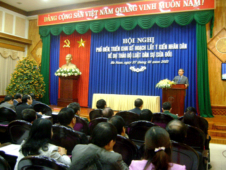 Hà Nam Triển khai kế hoạch lấy ý kiến nhân dân về Dự thảo Bộ luật Dân sự sửa đổi