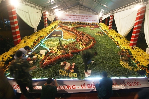 Record  la plus grande carte du Vietnam composée de fruits
