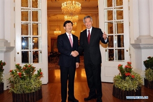 Singaporean PM receives Chinese politburo member