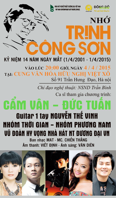 Đêm nhạc tưởng nhớ 14 năm ngày mất nhạc sĩ Trịnh Công Sơn