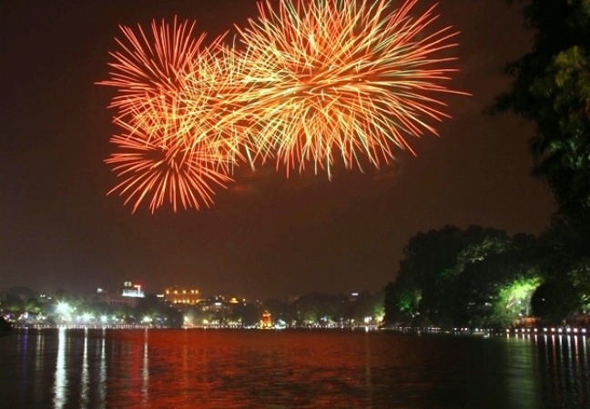 Hanoi Firework display on national unification day