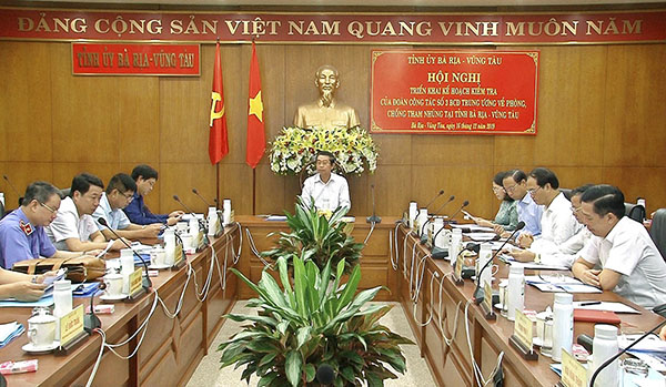 Ban Chỉ đạo Trung ương về phòng, chống tham nhũng làm việc tại Bà Rịa-Vũng Tàu