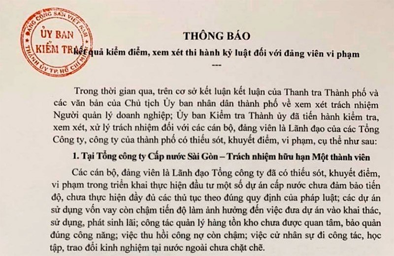 TP Hồ Chí Minh kỷ luật nhiều cán bộ lãnh đạo các công ty, tổng công ty