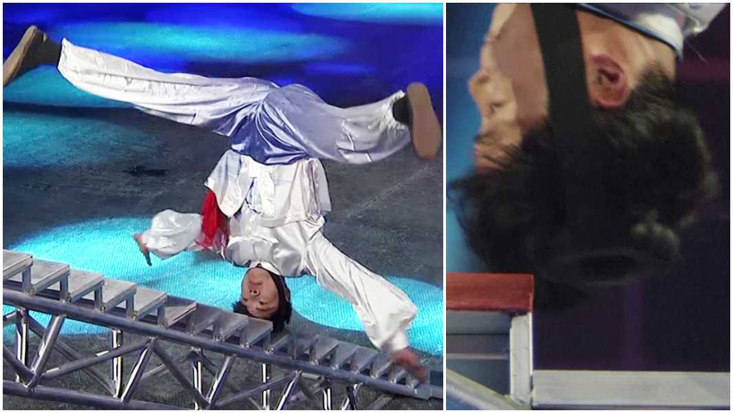 Nghệ sỹ Trung Quốc dùng đầu để “leo” 36 bậc thang