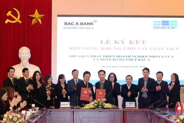 Ký Hợp đồng khung cho vay gián tiếp giữa SMEDF với Ngân hàng SHB và Ngân hàng TMCP Bắc Á