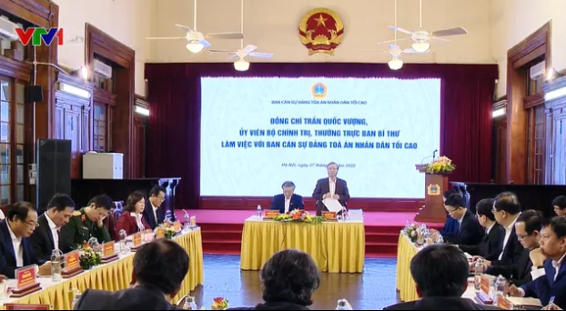 Thường trực Ban Bí thư làm việc với Ban cán sự đảng Tòa án nhân dân tối cao