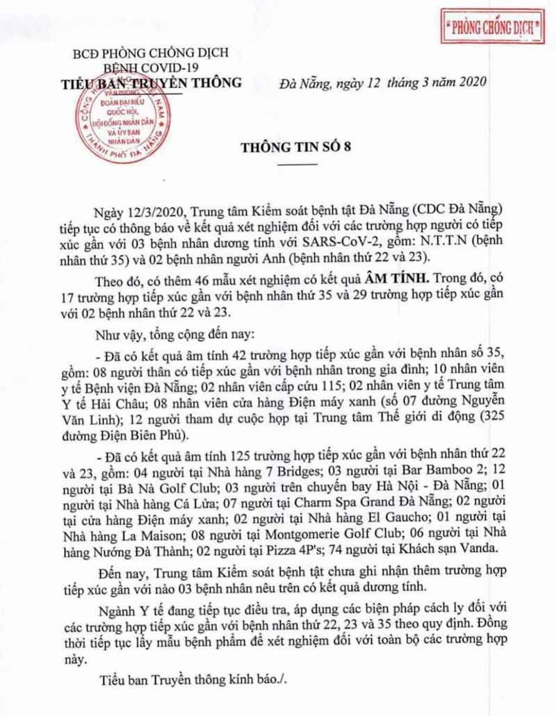 Thêm 46 mẫu xét nghiệm âm tính với Covid-19 ở Đà Nẵng