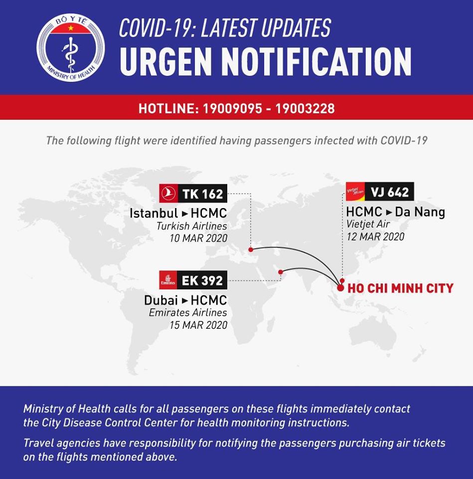 Thông báo khẩn Thêm các chuyến bay có hành khách mắc COVID-19