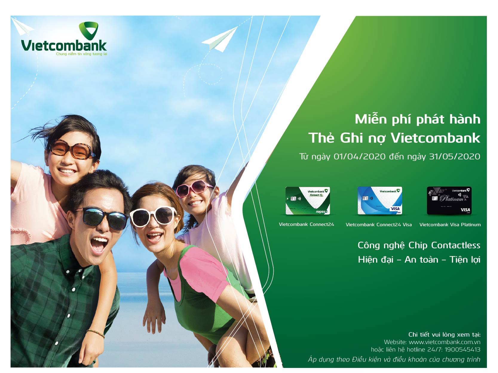 Vietcombank triển khai chương trình miễn phí phát hành thẻ ghi nợ năm 2020​