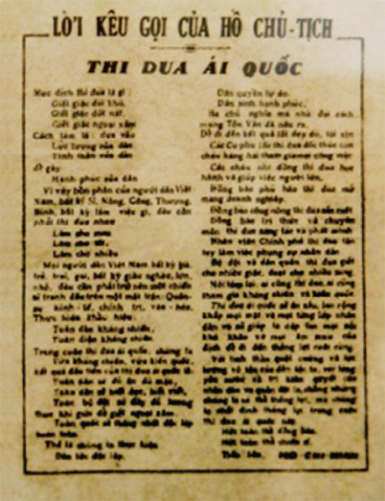 11 6 1948, Bác Hồ ra lời kêu gọi thi đua ái quốc