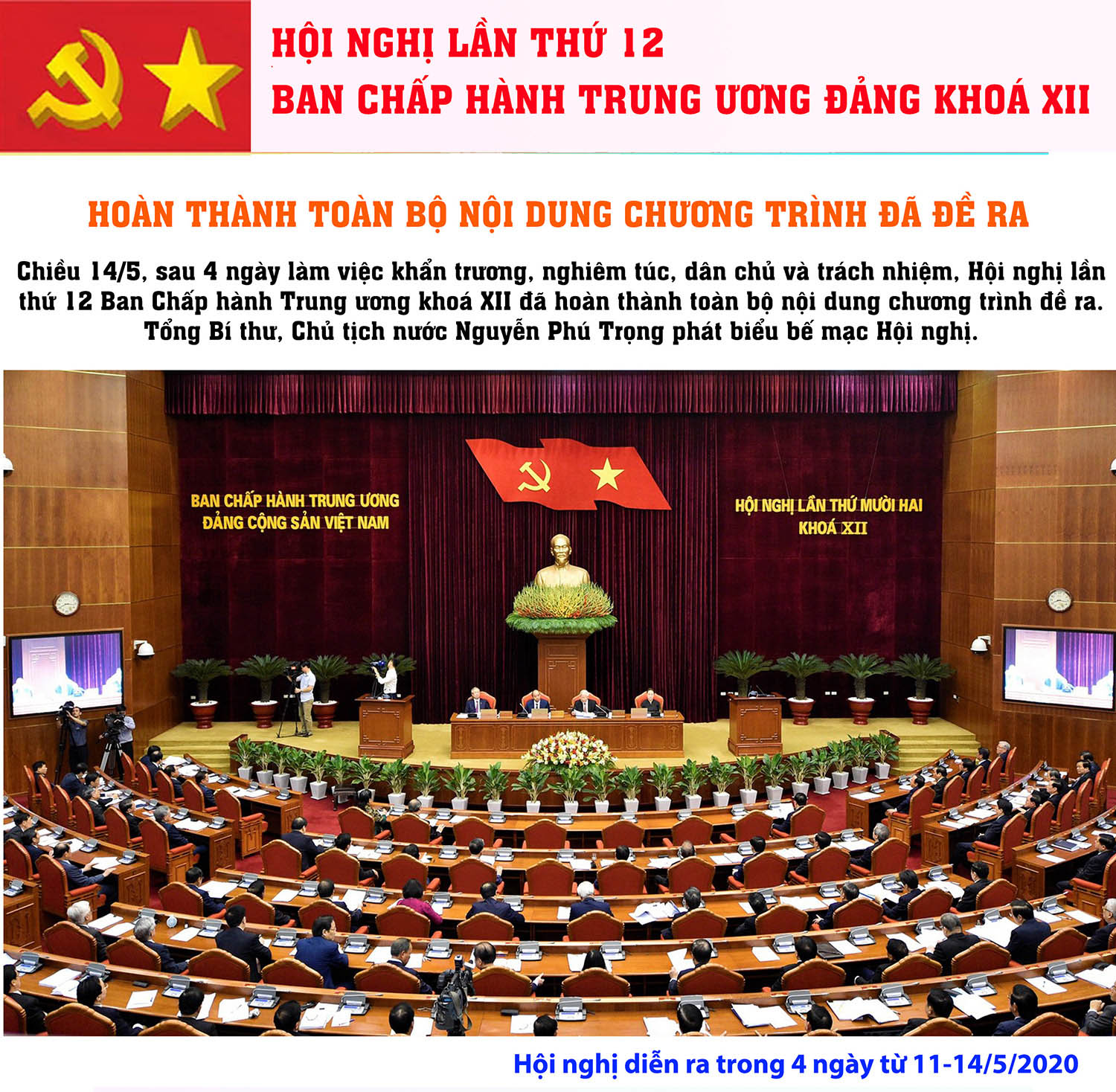 [Infographic] Hội nghị Trung ương lần thứ 12 hoàn thành toàn bộ chương trình đề ra
