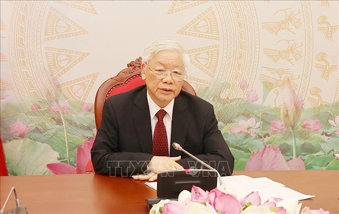 Tổng Bí thư, Chủ tịch nước Nguyễn Phú Trọng điện đàm với Tổng Bí thư, Chủ tịch nước Lào