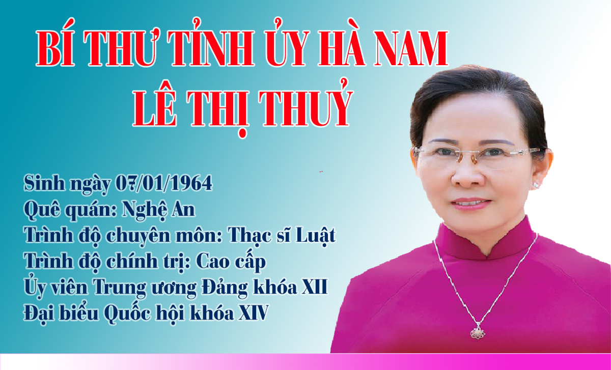 Infographic  Chân dung Bí thư Tỉnh ủy Hà Nam Lê Thị Thủy