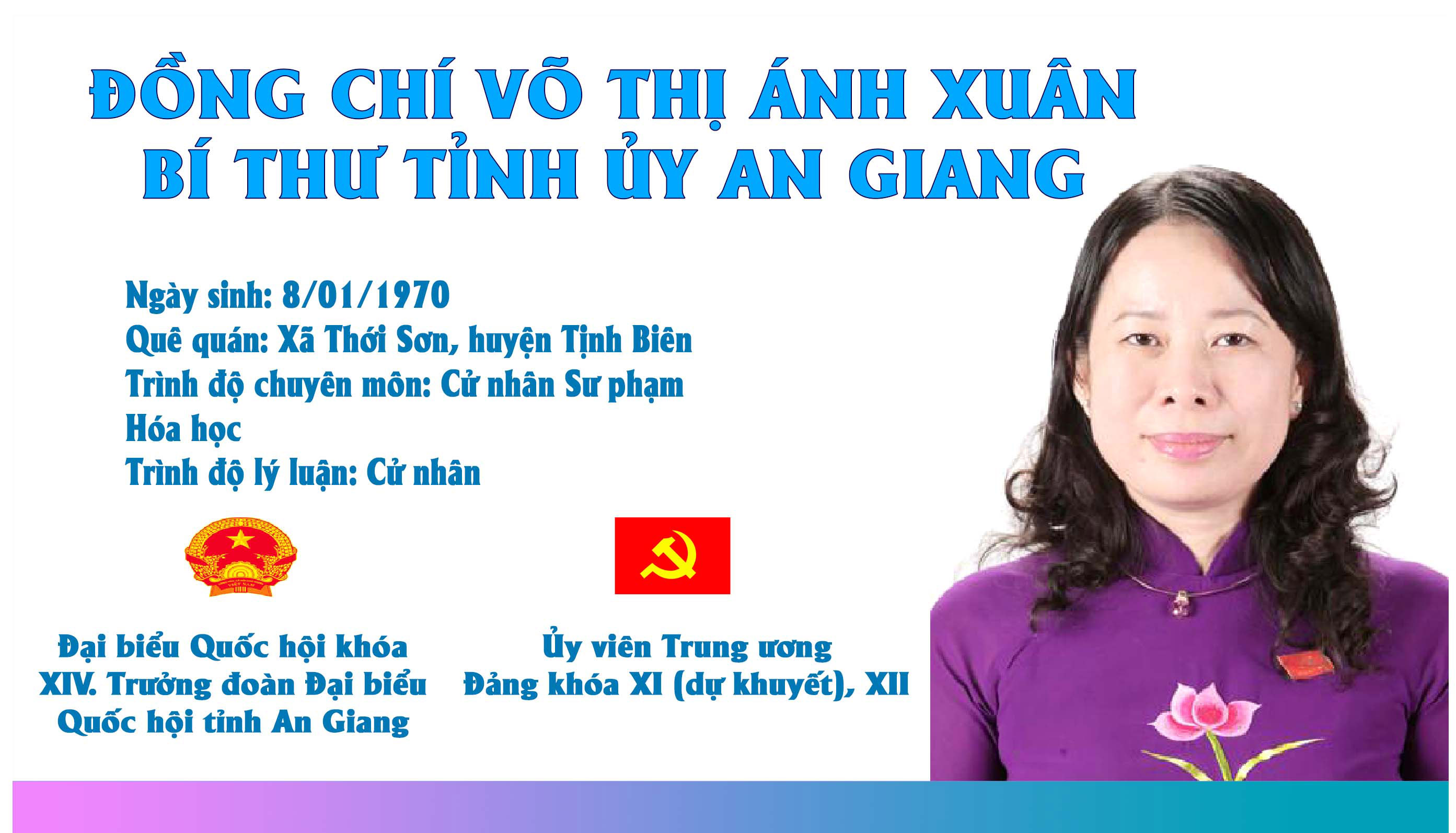 [Infographic] Chân dung Bí thư Tỉnh ủy An Giang Võ Thị Ánh Xuân