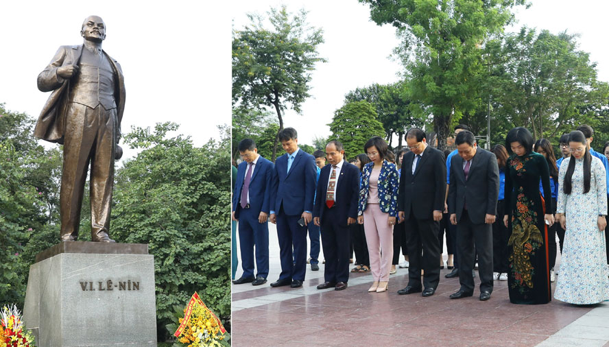 Lãnh đạo TP Hà Nội đặt hoa tưởng niệm tại Tượng đài V I Lê-nin