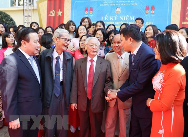 Tổng Bí thư, Chủ tịch nước dự Lễ kỷ niệm 70 năm Ngày thành lập Trường Nguyễn Gia Thiều