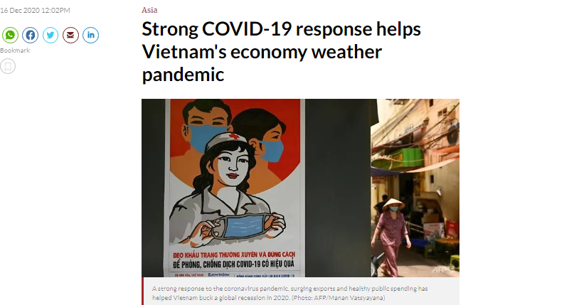 AFP ca ngợi các biện pháp ứng phó mạnh mẽ của Việt Nam trước đại dịch COVID-19