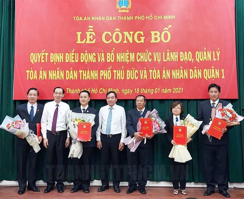 Điều động, bổ nhiệm lãnh đạo Tòa án Nhân dân TP Thủ Đức và Quận 1 TPHCM